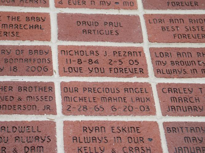 His brick in the Children's Memorial Garden