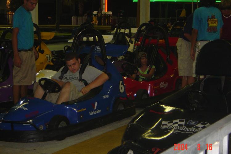 Nicholas riding the go-carts in Gulf Shores